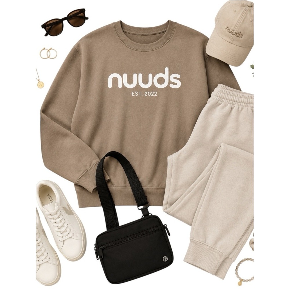 Nuuds Birthday Edition Mocha Crewneck Sweatshirt XXL Rare Discontinued Soft EUC